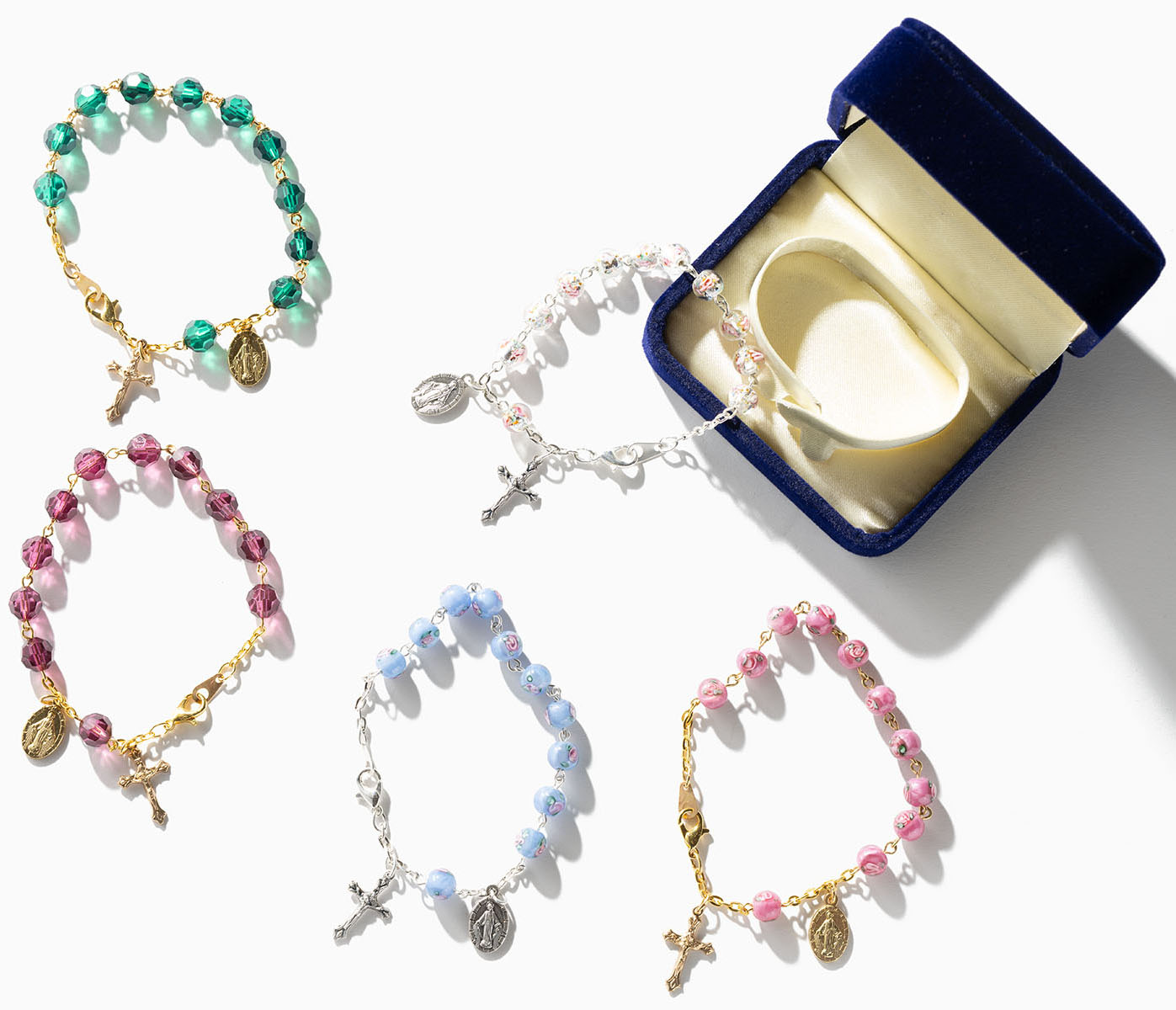 Elegant hand-blown glass and crystal bead bracelets