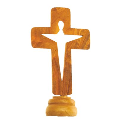 Croix Jésus glorieux sur socle