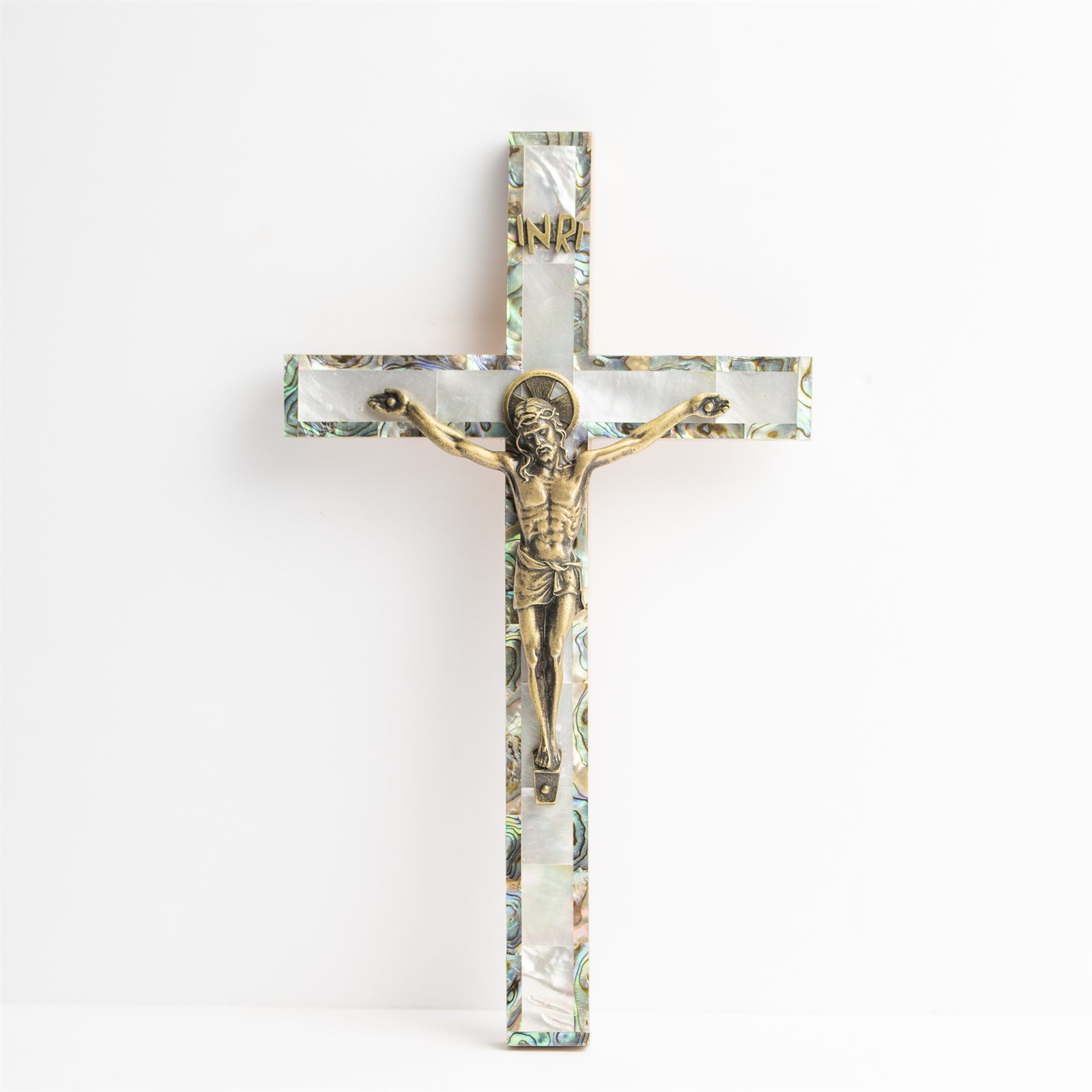 Crucifix Mother of Pearl Brz / 9.5 "