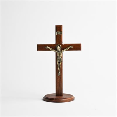 Pewter Plated Bronze Corpus Crucifix on Base