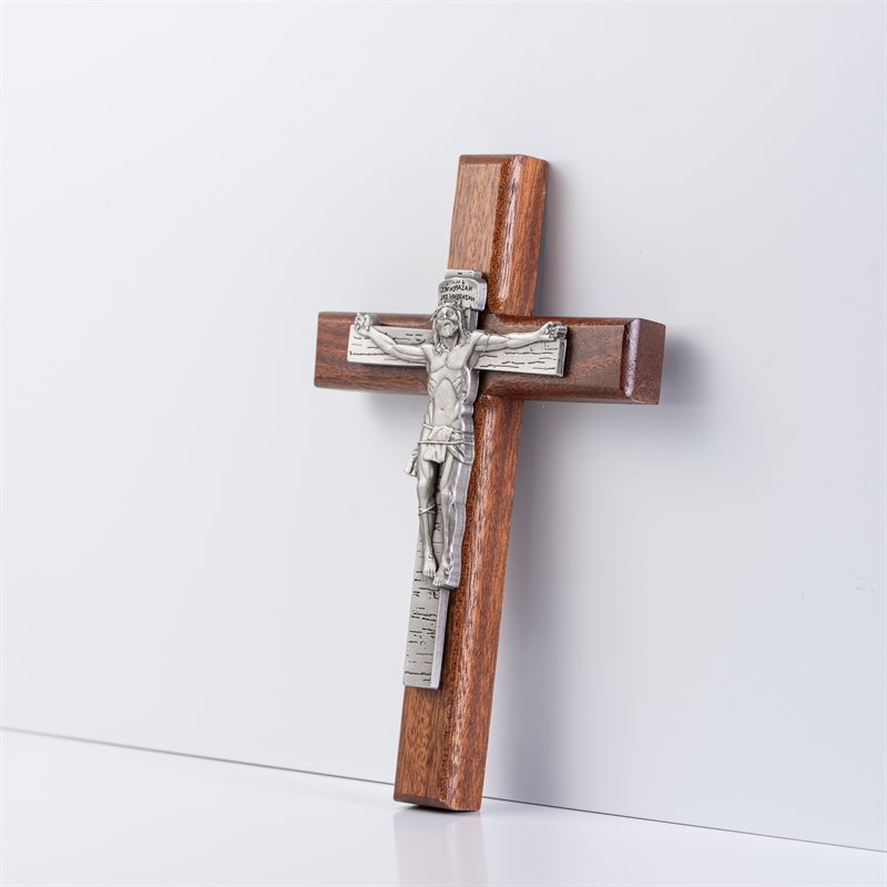 8 in Crucifix Mahogany Pewter