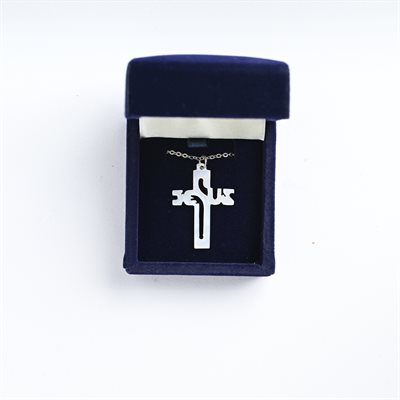 Croix en Nacre 1.25" Jésus avec chaine