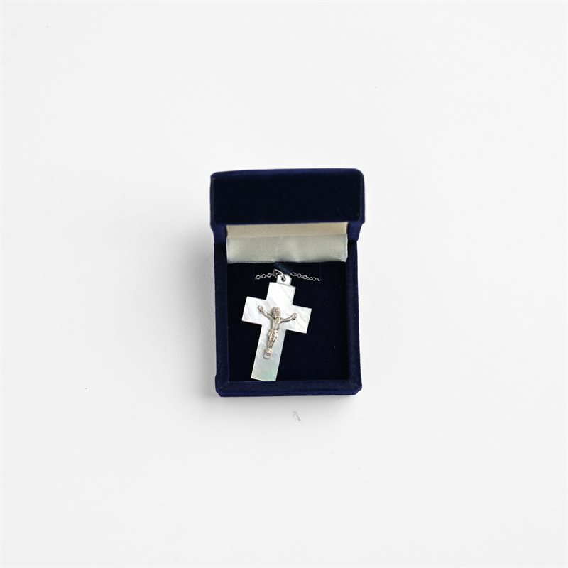 Mother of Pearl Crucifix 1.5" Chain and Box