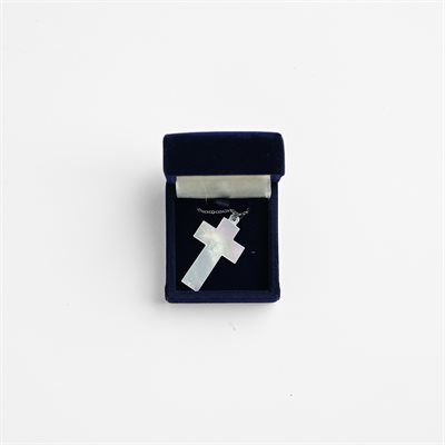 Mother of Pearl Cross 1.5" Chain and Box