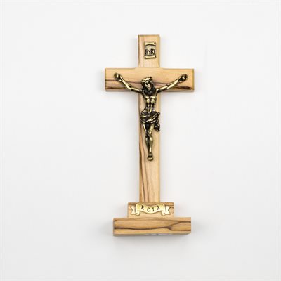Crucifix sur socle RCIA en bois d'olivier