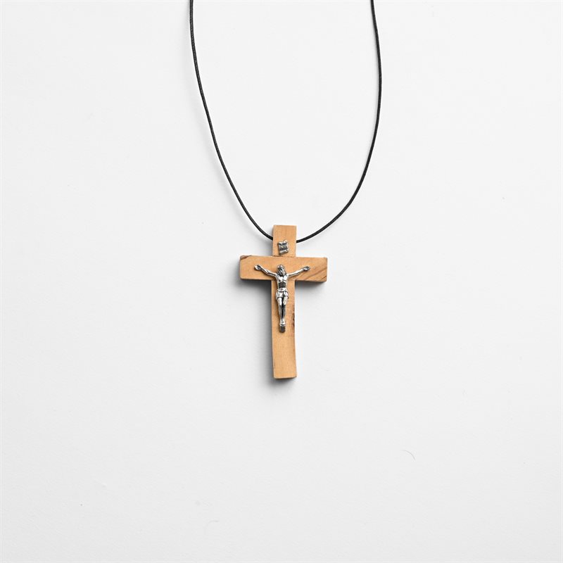 Pendant Crucifix French Cut Olivewood 7cm