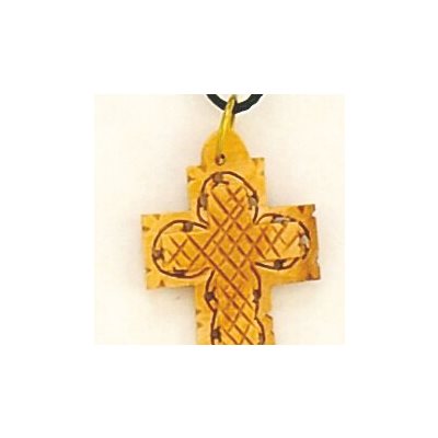 Decorated Cross Pendant Olivewood 3.5cm