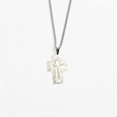 Cross Pendant Mother of Pearl / Chain 20"