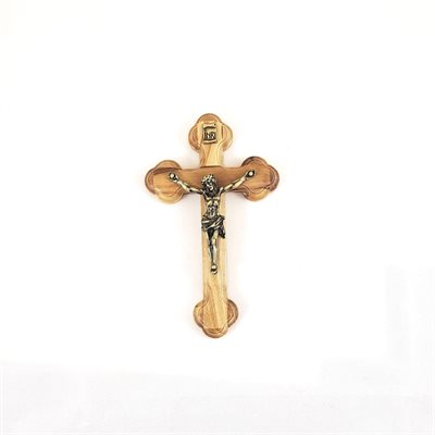 Crucifix bois oriental 14cm corpus plaqué bronze