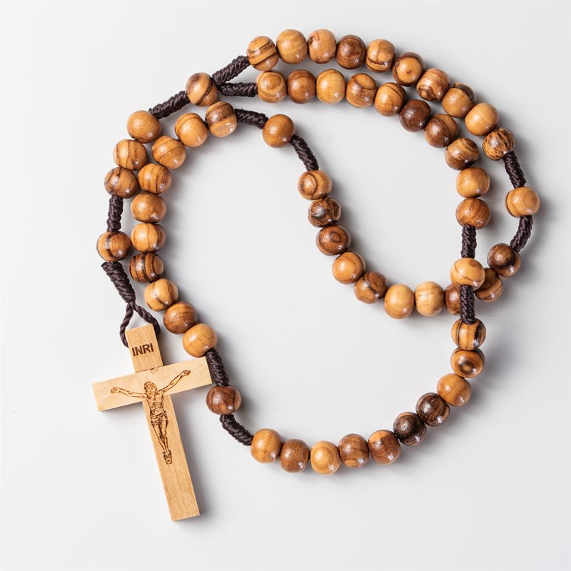 Rosary on Cord Made of Olivewood 8mm