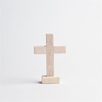 Croix en pierre de Bethléem sur socle 10 cm