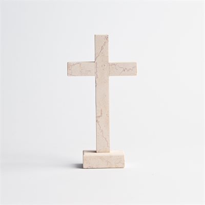 Croix en pierre de Bethléem sur socle 18cm