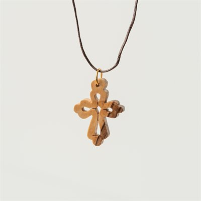 Oriental Cross Pendant Made of Olivewood