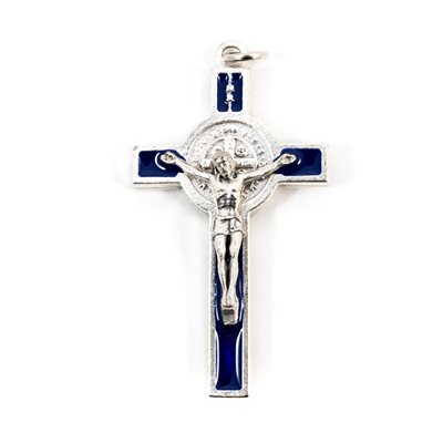 Croix St Benoit 5cm bleu
