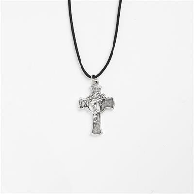 Cross with face of Jesus Christ on cord