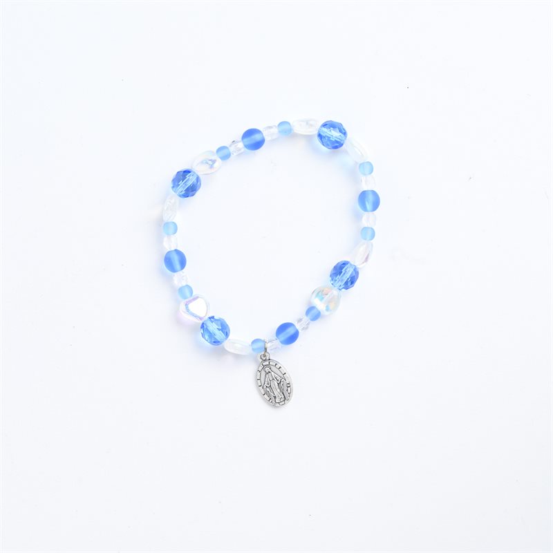 Bracelet Blue Crystal with Miraculous Medal