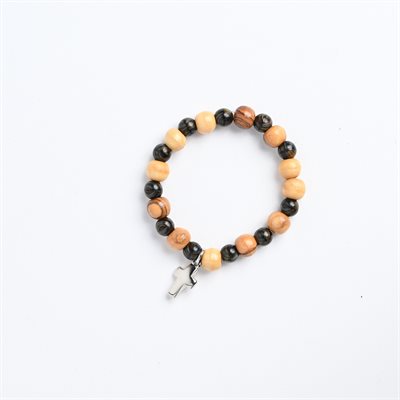 Bracelet olive wood & glass beads