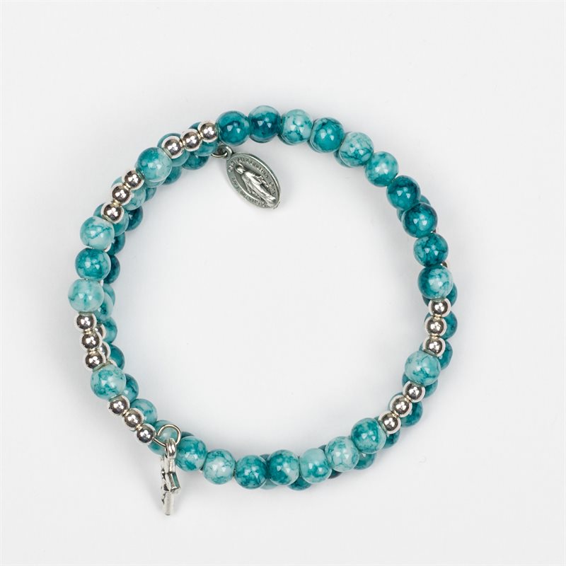 chapelet / bracelet bleu enfilé
