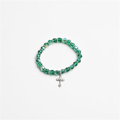 Stretch emerald bracelet w / silver flower