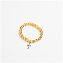 Stretch amber bracelet w / silver flower