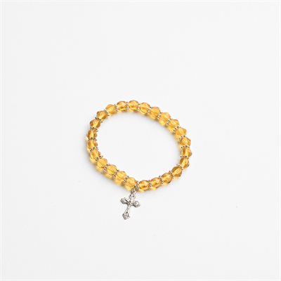 Stretch amber bracelet w / silver flower
