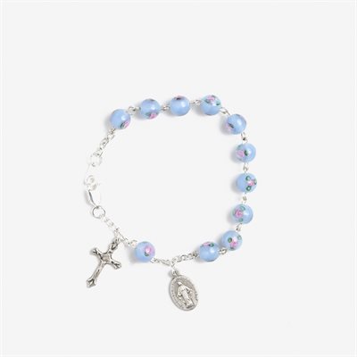 Blue lamp bead bracelet on silver chain