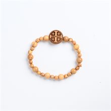 Bracelet en bois d'olivier avec croix de Jérusalem