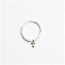 Bracelet blanc a / fleur argentée