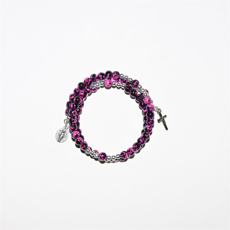 Chapelet / bracelet rose enfilé