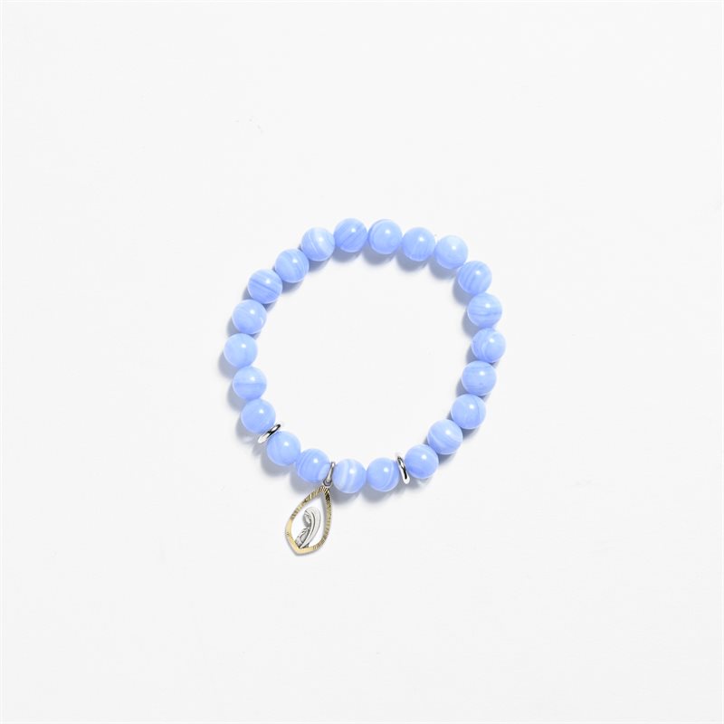 Bracelet bleu en pierre à rayures