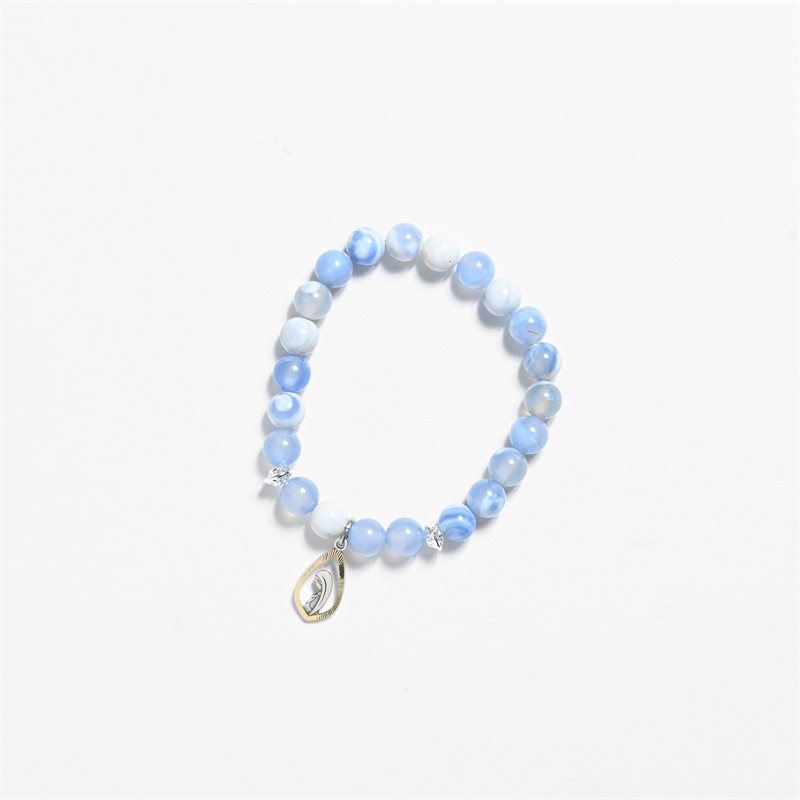 Bracelet en pierre marbrée bleue