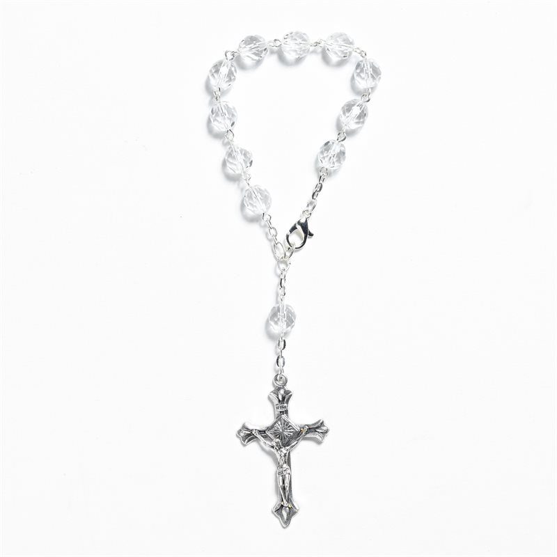 One decade car rosary without center silver