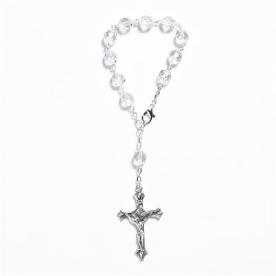 One decade car rosary without center silver