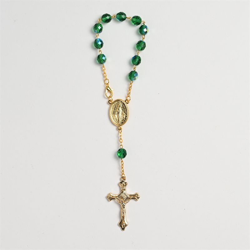 One dec emerald auto rosary gold