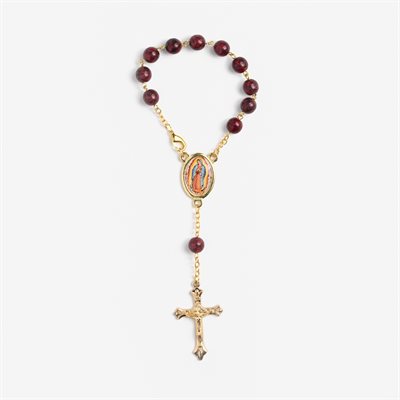 Car Rosary One Decade Our Lady of Guadalupe Burgundy