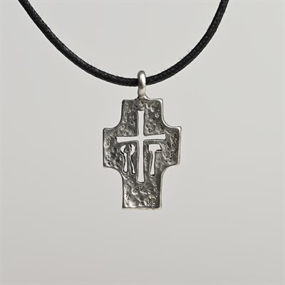 Cross Pewter Pendant on Cord