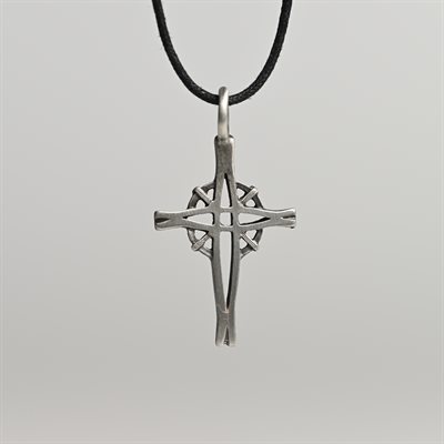 Cross Pewter Pendant on Cord