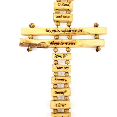 Meal Blessing Cross Made of Olivewood 9.5"