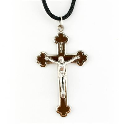 Brown Crucifix on Cord 2.2"