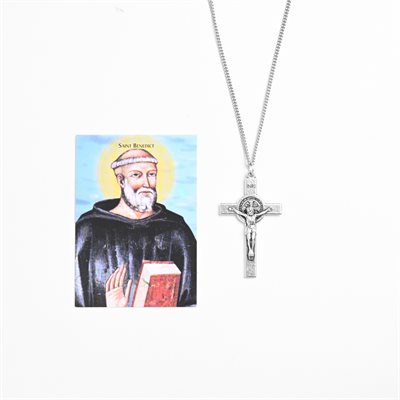 St. Benedict 2'' crucifix on 24'' ss chain