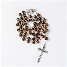 Fire Polish Beads Holy Land Rosary Brown