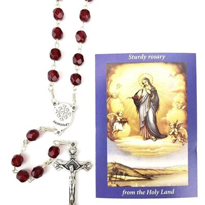 Fire Polish Beads Holy Land Rosary Red