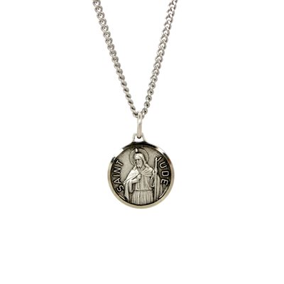 Médaille Saint-Jude avec chaîne 18" Plaqué argent fabriqué en France