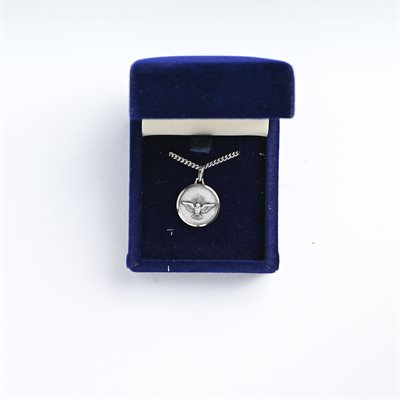 Holy Spirit Medal with 18" Chain and velvet Box Silver plated Made in France