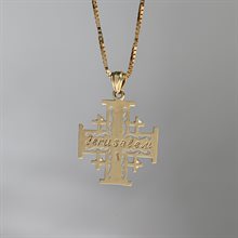 Gold Jerusalem Cross with Rubies 14KT 5.2g, 3.2cm