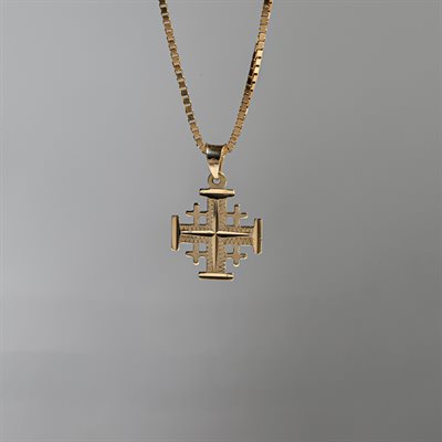 Gold Jerusalem Cross 14KT, 1.3g, 1.7cm