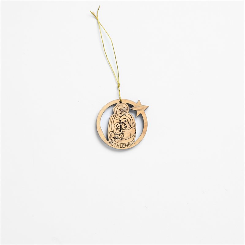 Christmas ornament Holy Family in olive wood