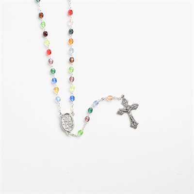 Chapelet en cristal multicolore centre de relique de Lourdes