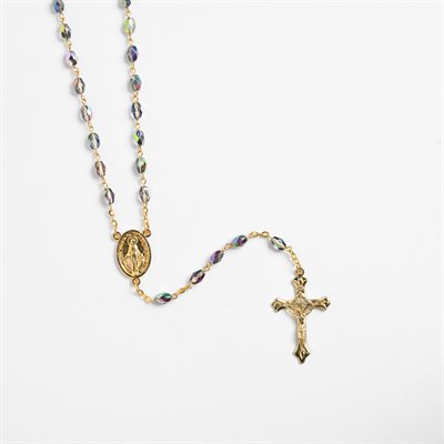 Smokey Blue and Gold Rosary Made in Italy