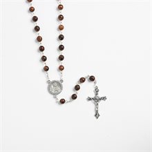 Rosary Glass Brown Beads Kateri Relic